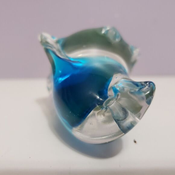 Penguin Art Glass Blue /Clear Figurine Paperweight Home Office Decor 3"×2.5" - Picture 8 of 10